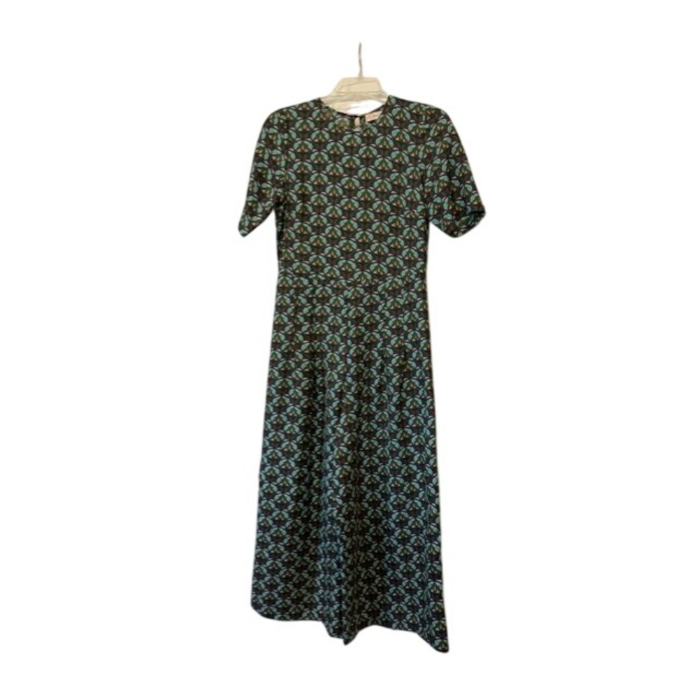 Traffic People Furious Fanfare Bianca Wide Leg Jumpsuit Green Pink Damask Sz M